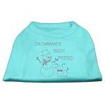 Snowman's Best Friend Rhinestone Shirt Aqua L