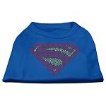 Super! Rhinestone Shirts Blue Lg