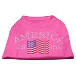 Classic American Rhinestone Shirts Bright Pink L