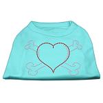 Heart and Crossbones Rhinestone Shirts Aqua L