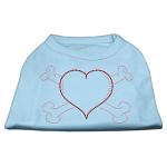 Heart and Crossbones Rhinestone Shirts Baby Blue L