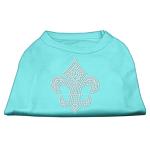 Silver Fleur de lis Rhinestone Shirts Aqua L