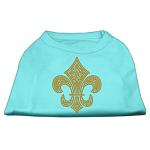 Gold Fleur De Lis Rhinestone Shirts Aqua L