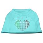 Italy Rhinestone Shirts Aqua L