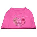 Italy Rhinestone Shirts Bright Pink L