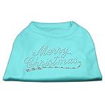 Merry Christmas Rhinestone Shirt Aqua L