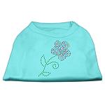 Multi-Colored Flower Rhinestone Shirt Aqua L