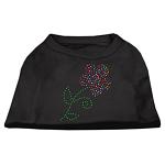 Multi-Colored Flower Rhinestone Shirt Black L