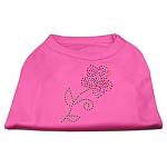 Multi-Colored Flower Rhinestone Shirt Bright Pink L