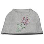 Multi-Colored Flower Rhinestone Shirt Grey L