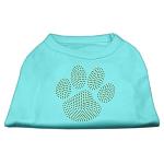 Gold Paw Rhinestud Shirt Aqua L