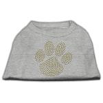 Gold Paw Rhinestud Shirt Grey L