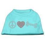 Peace Love and Bone Rhinestone Shirt Aqua L