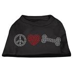 Peace Love and Bone Rhinestone Shirt Black L