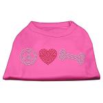 Peace Love and Bone Rhinestone Shirt Bright Pink L