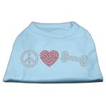 Peace Love and Bone Rhinestone Shirt Baby Blue L