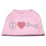 Peace Love and Bone Rhinestone Shirt Light Pink L