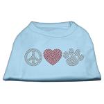 Peace Love and Paw Rhinestone Shirt Baby Blue L