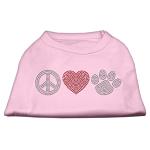 Peace Love and Paw Rhinestone Shirt Light Pink L