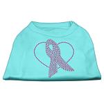 Pink Ribbon Rhinestone Shirts Aqua L