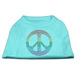 Rhinestone Rainbow Peace Sign Shirts Aqua L