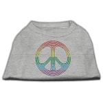 Rhinestone Rainbow Peace Sign Shirts Grey L