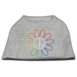 Rhinestone Rainbow Flower Peace Sign Shirts Grey L