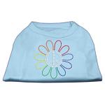 Rhinestone Rainbow Flower Peace Sign Shirts Baby Blue L