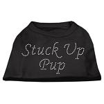 Stuck Up Pup Rhinestone Shirts Black L