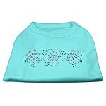 Tropical Flower Rhinestone Shirts Aqua L