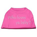 Who Loves Ya Baby? Rhinestone Shirts Bright Pink L