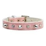 Faux Snake Skin Crystal and Spike Collars Pink 10