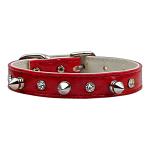 Faux Snake Skin Crystal and Spike Collars Red 10