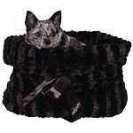 Black Reversible Snuggle Bugs Pet Bed, Bag, and Car Seat in One