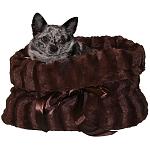 Brown Reversible Snuggle Bugs Pet Bed, Bag, and Car Seat in One