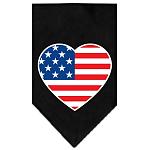 American Flag Heart Screen Print Bandana Black Large