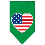 American Flag Heart Screen Print Bandana Emerald Green Large