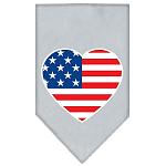 American Flag Heart Screen Print Bandana Grey Large