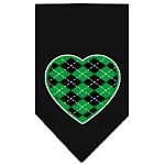 Argyle Heart Green Screen Print Bandana Black Large