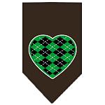 Argyle Heart Green Screen Print Bandana Cocoa Large