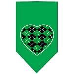 Argyle Heart Green Screen Print Bandana Emerald Green Large