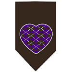 Argyle Heart Purple Screen Print Bandana Cocoa Large