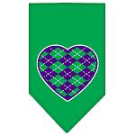 Argyle Heart Purple Screen Print Bandana Emerald Green Large