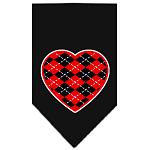 Argyle Heart Red Screen Print Bandana Black Large