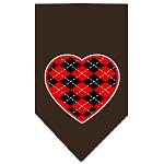 Argyle Heart Red Screen Print Bandana Cocoa Large