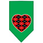 Argyle Heart Red Screen Print Bandana Emerald Green Large