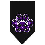 Argyle Paw Purple Screen Print Bandana Black Large