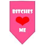 Bitches Love Me Screen Print Bandana Bright Pink Large