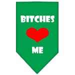 Bitches Love Me Screen Print Bandana Emerald Green Large