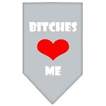 Bitches Love Me Screen Print Bandana Grey Large